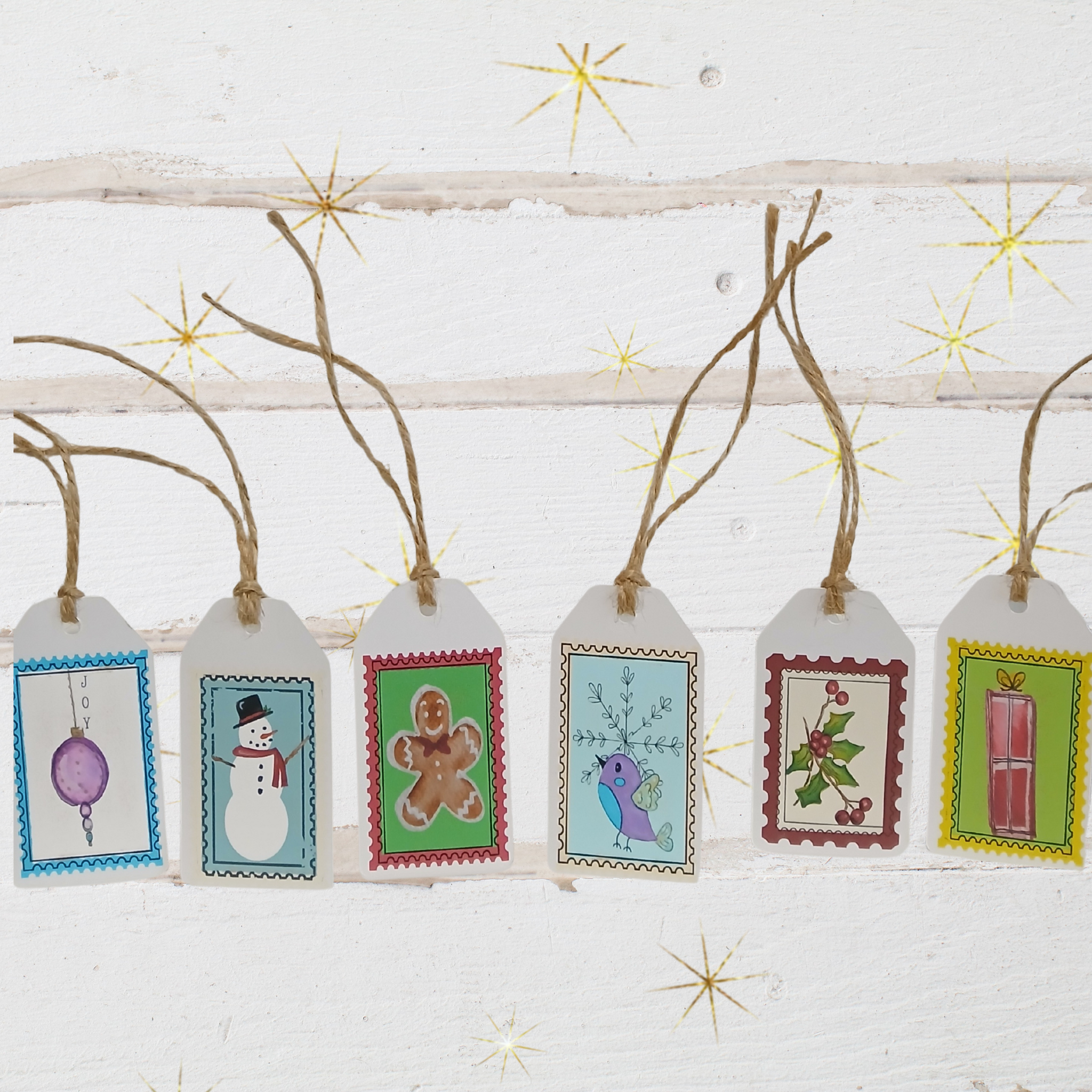 Holiday Stamps Gift Tags