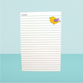 notepad with the text notes and a bird on a blue background