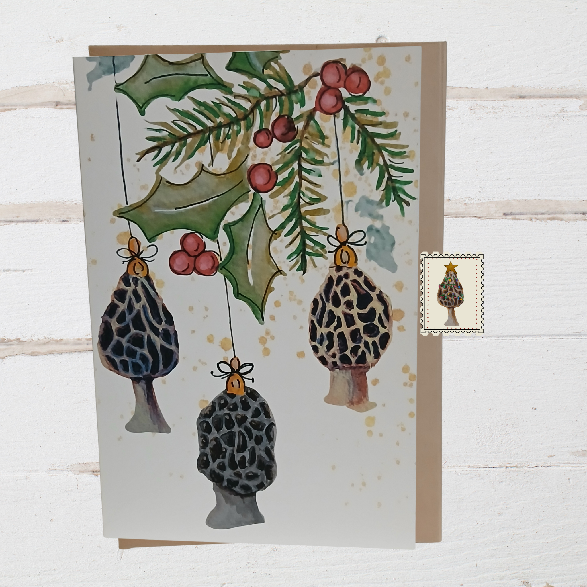 Morel Mushroom Holiday Greeting Card Set