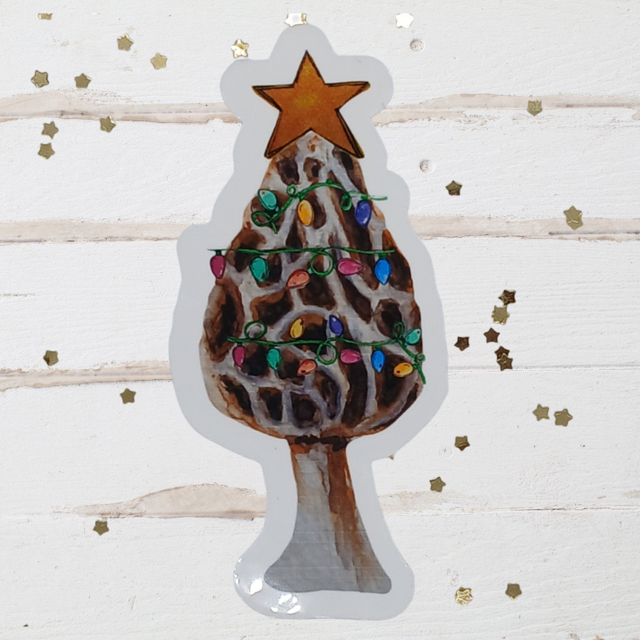 Morel Mushroom Holiday Sticker