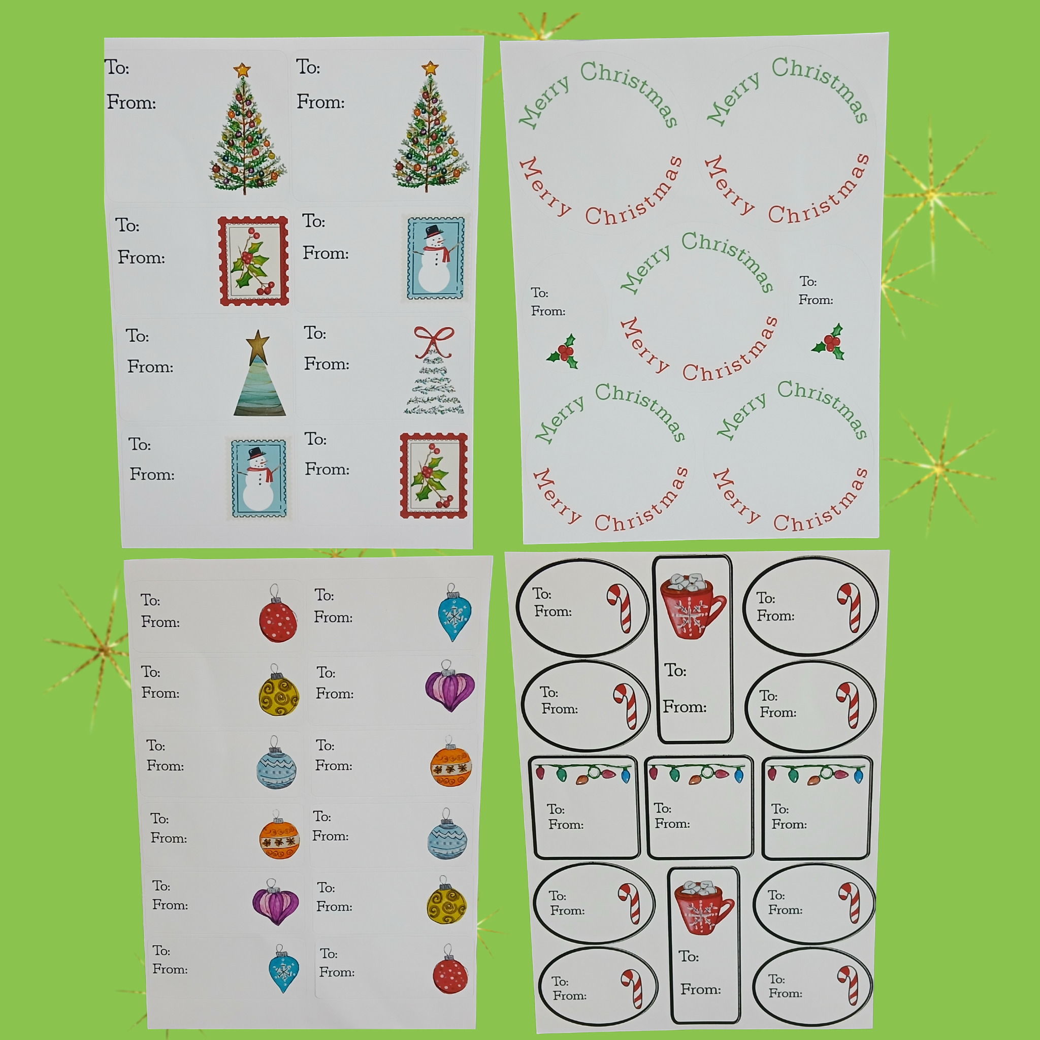 Holiday To and From Sticker Sheets