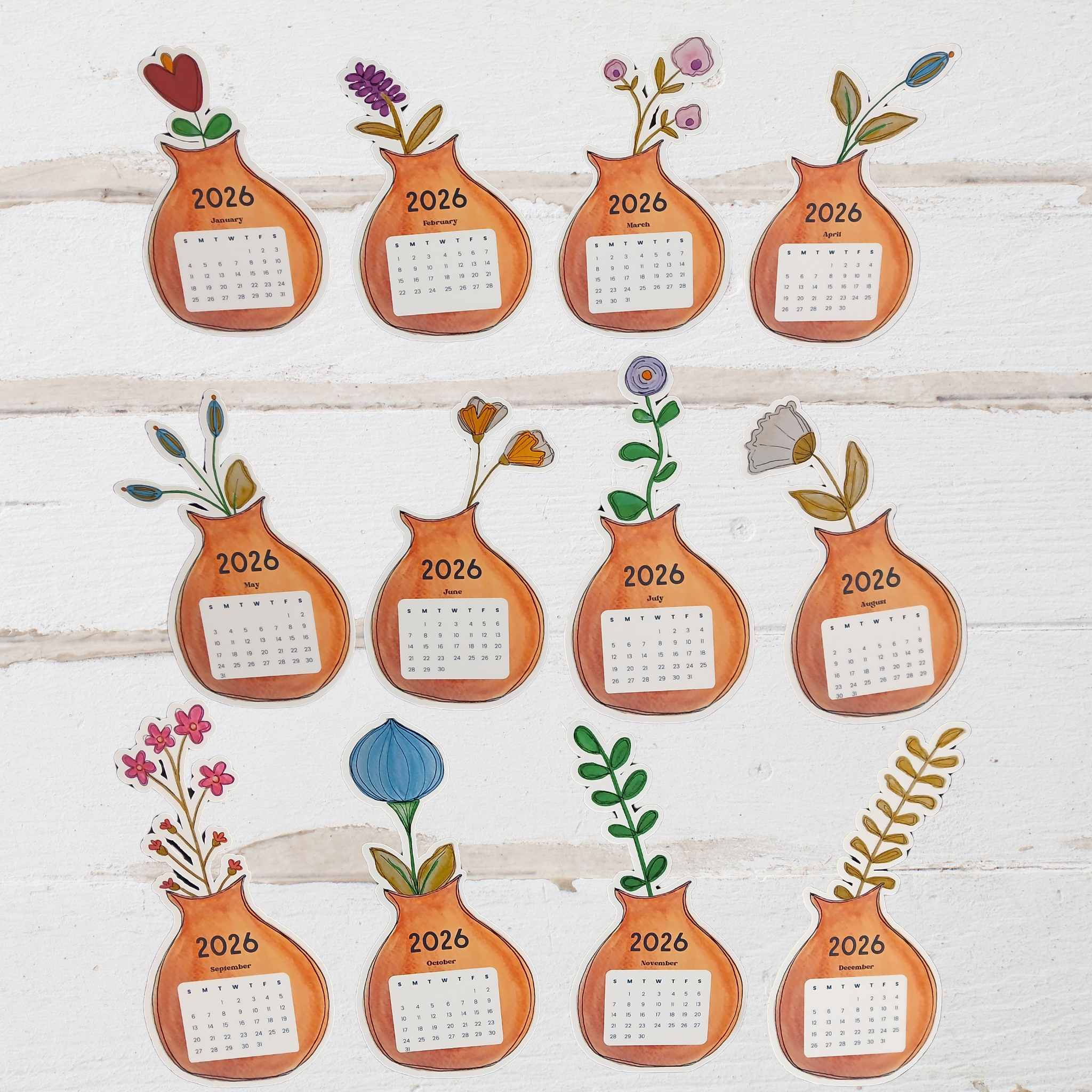 Mod Flower Bouquet Desk Calendar