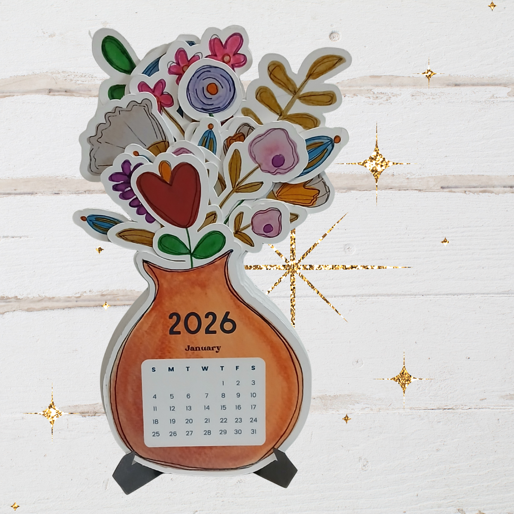 Mod Flower Bouquet Desk Calendar