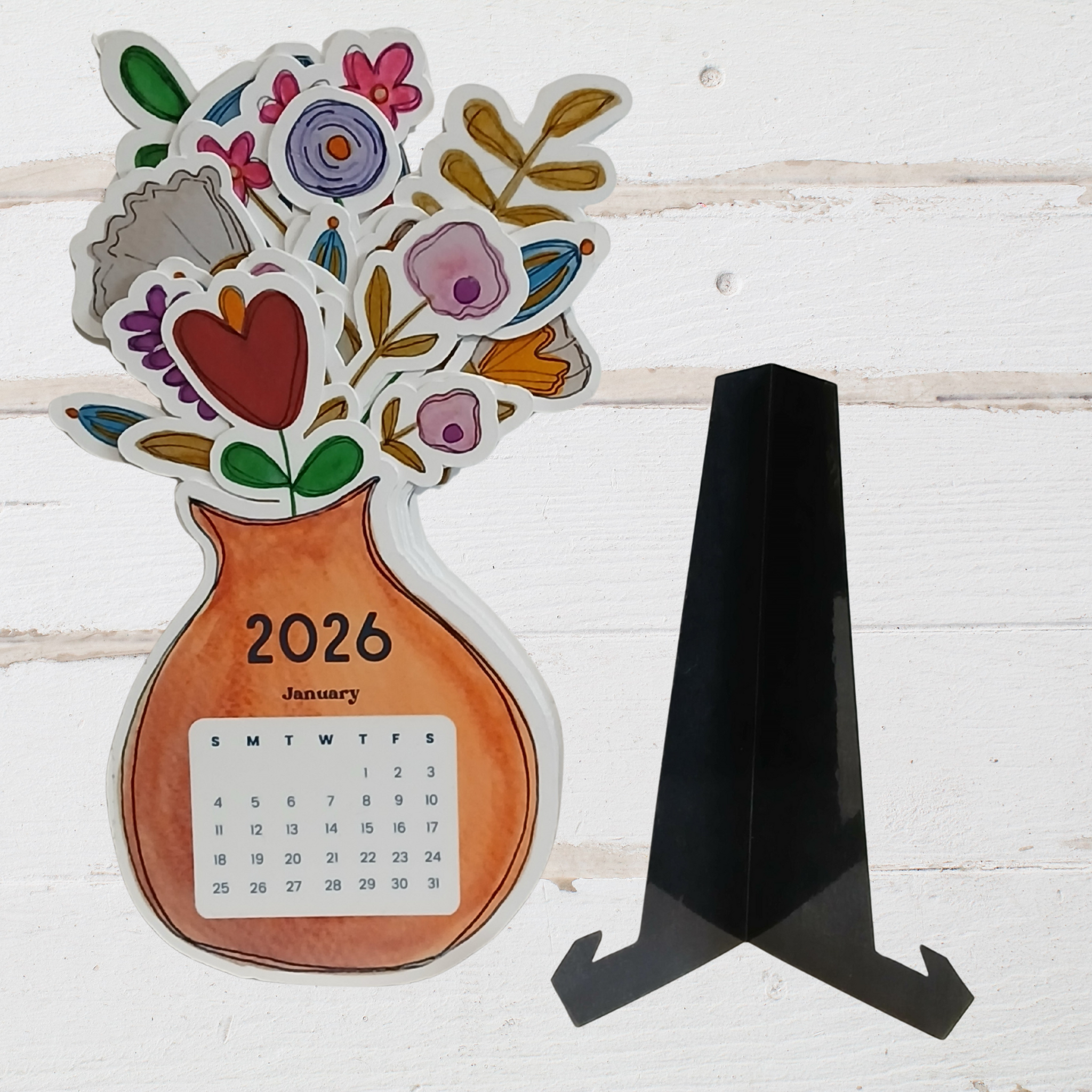 Mod Flower Bouquet Desk Calendar