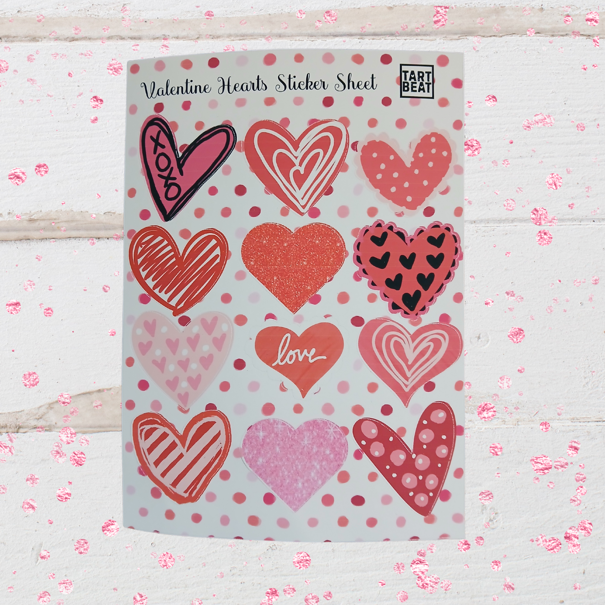 Valentine Hearts Sticker Sheet